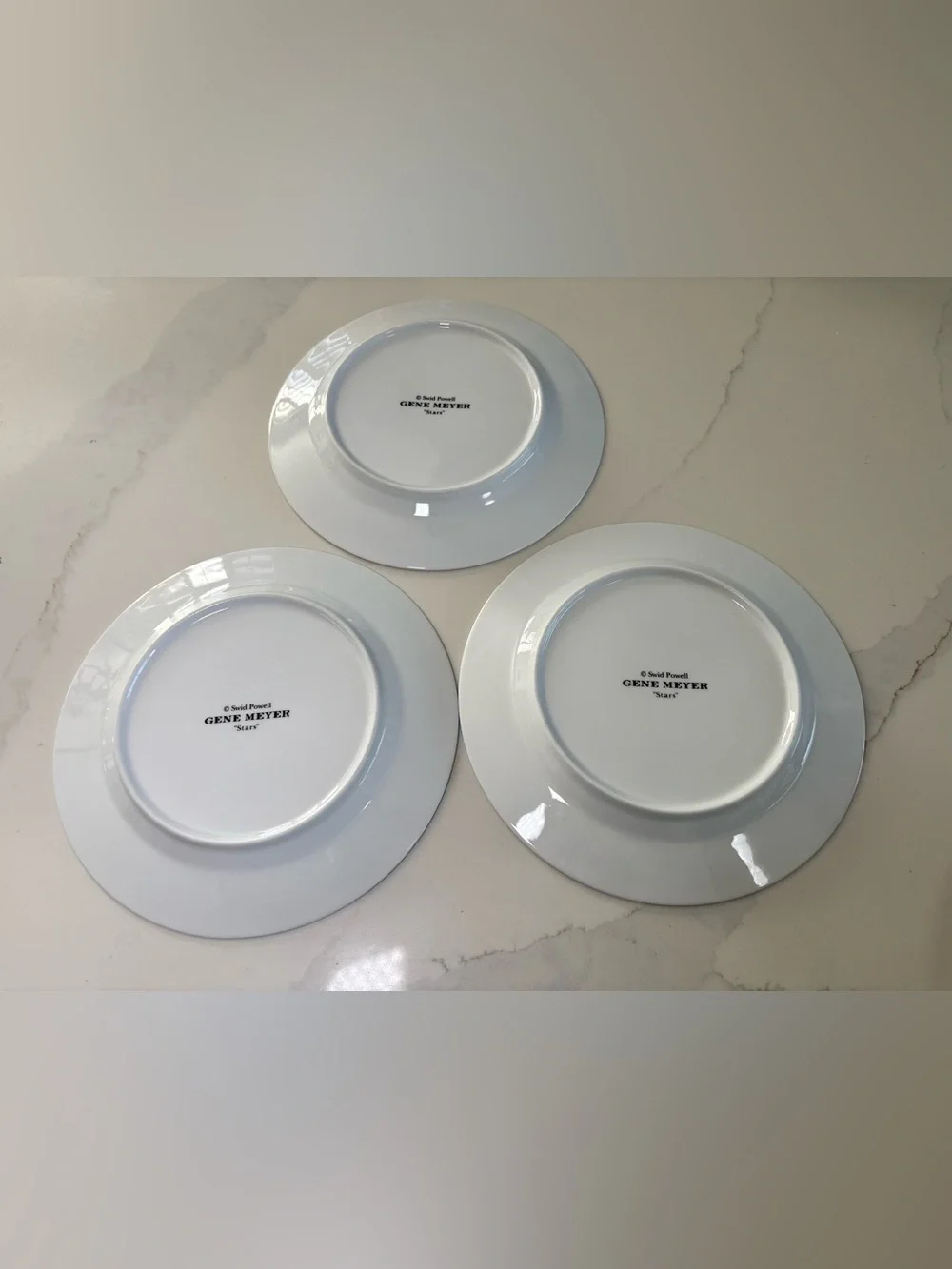 Swid Powell Gene Meyer Plates Set 3 Vintage Porcelain Salad Dessert Geometric